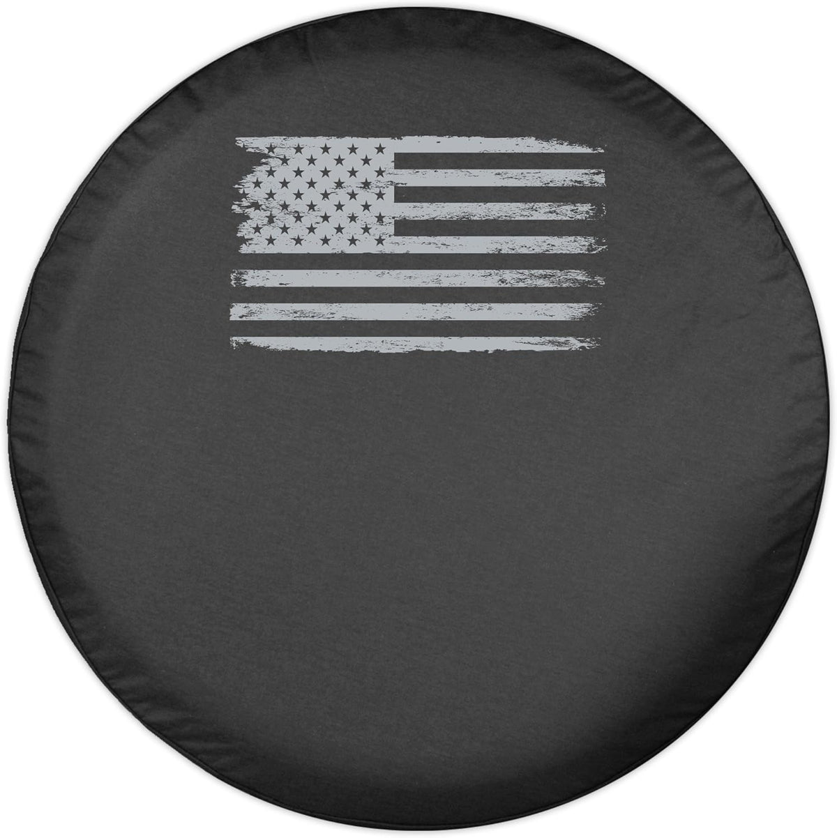 Distressed American Flag Spare Tire Cover Black Denim Vinyl P798