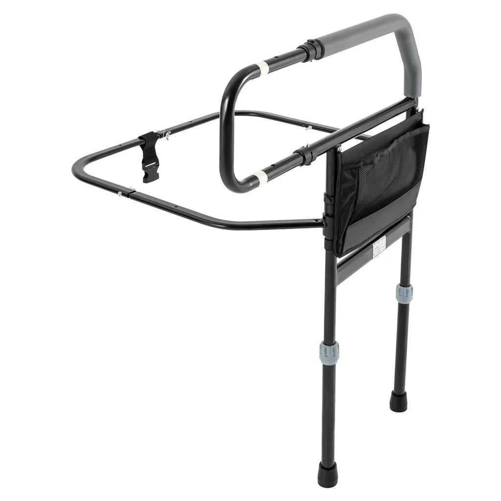 Black Adjustable Bed Side Rail with Storage Pocket J47754