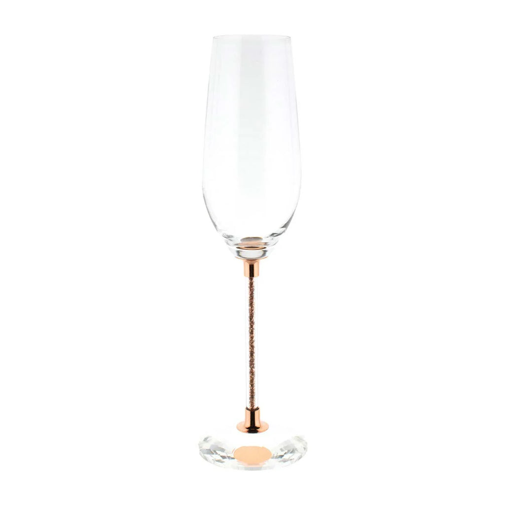Set of 2 Rhinestone Crystal Stem Toasting Flutes in Gift Box U608801