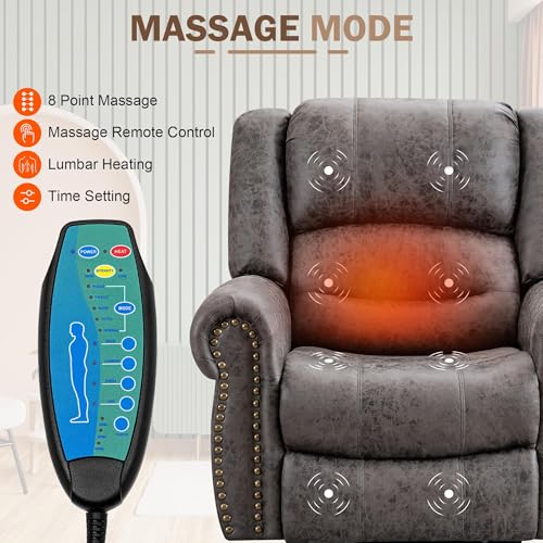 Large Dual Motor Power Lift Recliner Chair with Massage and Heat S6557