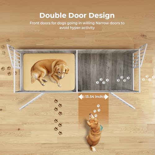 78 Inch Extra Large Double Dog Kennel Furniture with Removable Divider C352419
