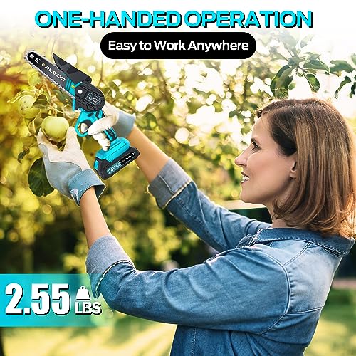 6 Inch Cordless Electric Chainsaw with 2 Batteries and 3 Chains B406215