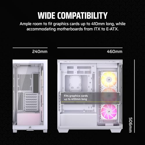 Black Mid-Tower ATX PC Case with Tempered Glass E445