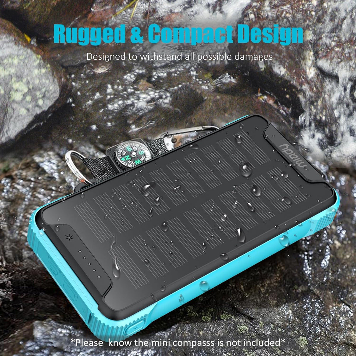 20000mAh Wireless Solar Power Bank USB-C 20W Fast Charging Waterproof Compact Portable Charger Y94712