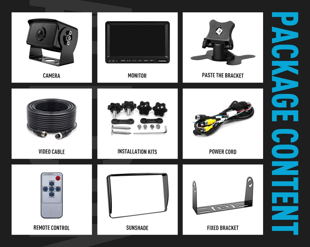 7'' 1080P HD Backup Camera System Kit IP69 Waterproof Rear View Camera S22438