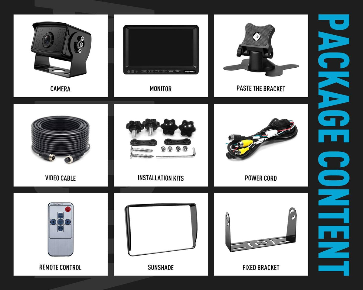 7'' 1080P HD Backup Camera System Kit IP69 Waterproof Rear View Camera S22438