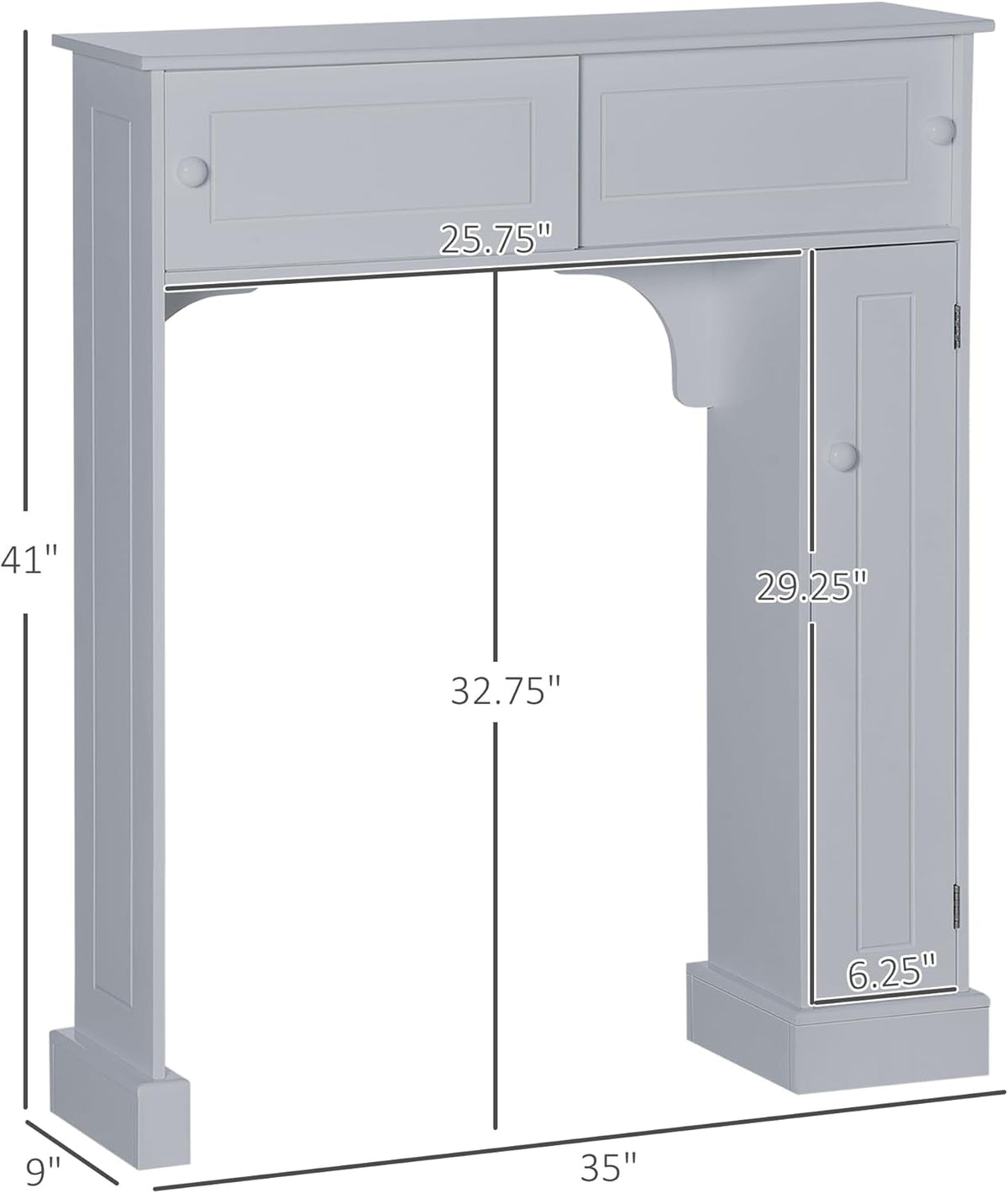Gray Freestanding Over The Toilet Bathroom Cabinet with Adjustable Shelves L20555