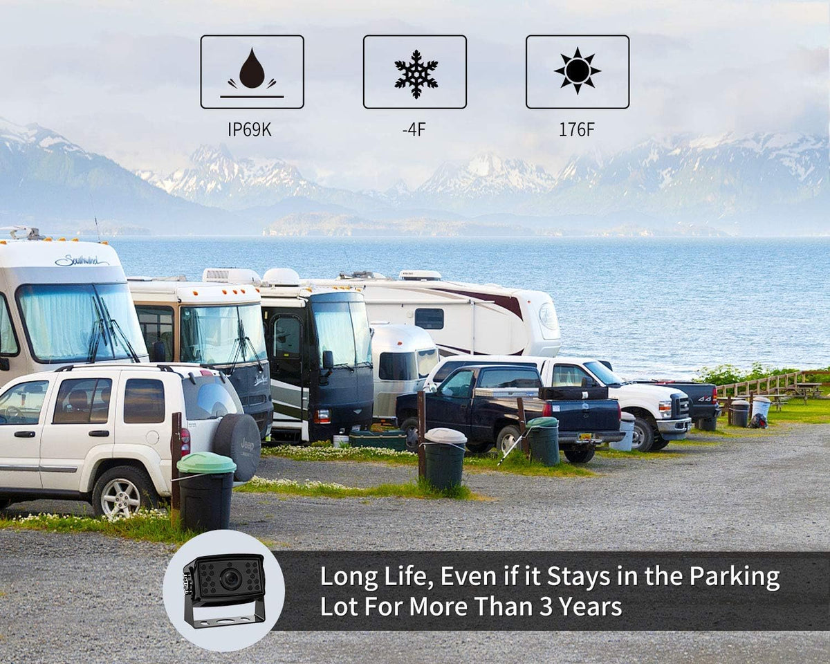 7'' 1080P HD Backup Camera System Kit IP69 Waterproof Rear View Camera S22438