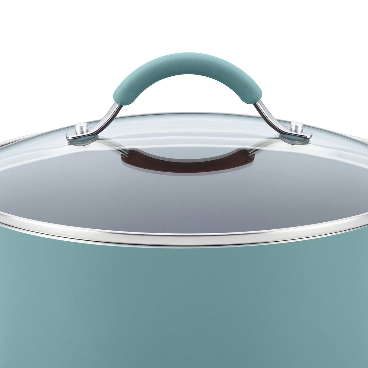 Hard Enamel Nonstick 8-Quart Covered Oval Pasta Pot with Pour Spout, Agave Blue W535