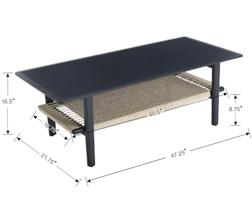 Farmhouse Rattan Storage Solid Wood Coffee Table O53204