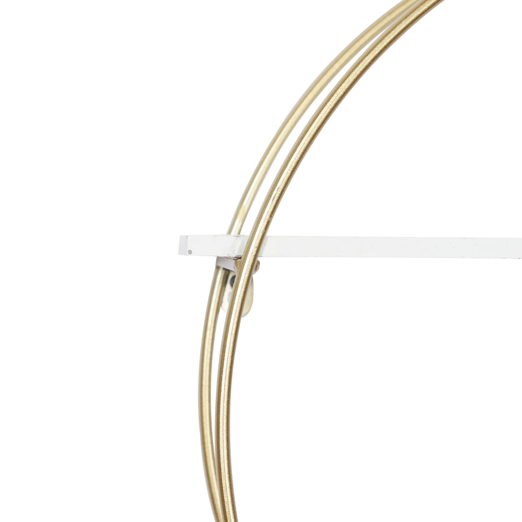34"W 20"H MDF and Metal Contemporary Wall Shelf, Gold, 1-Piece B128452