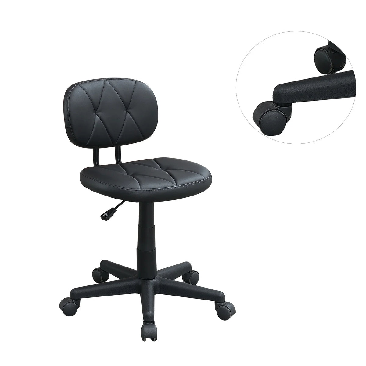 Black PU Leather Low-Back Office Chair J3009