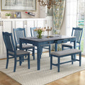 6 Piece Wood Dining Table Set with 4 Upholstered Chairs and Bench B892