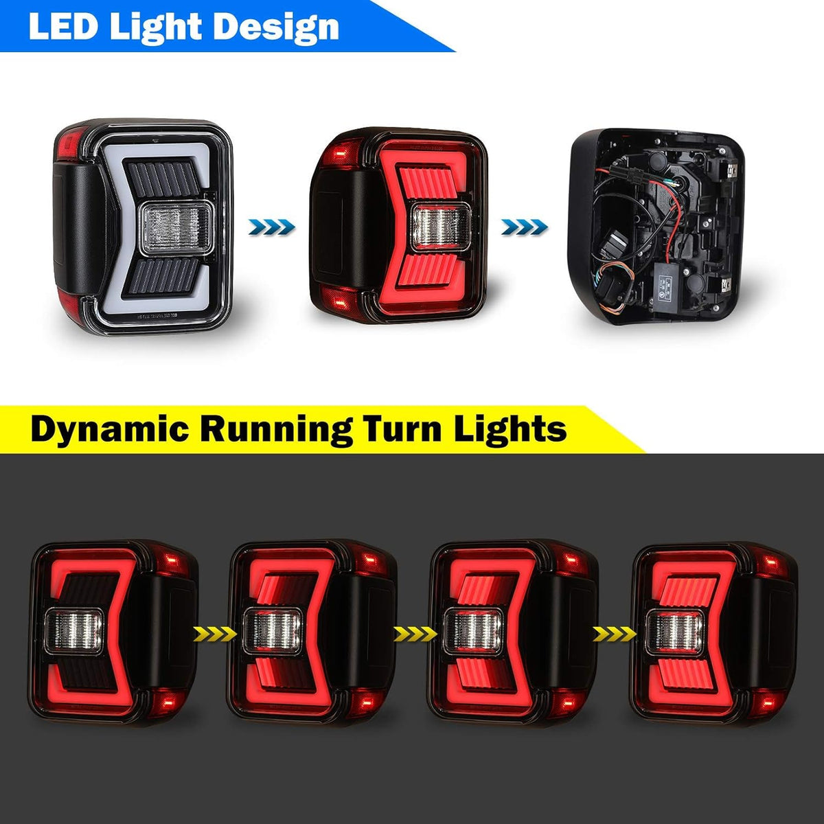 LED Tail Lights Replacement for 2019-2022 Jeep Gladiator Pickup, 1 Pair E85658