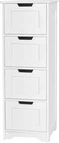 White 4 Drawer Wood Bathroom Floor Cabinet N85828
