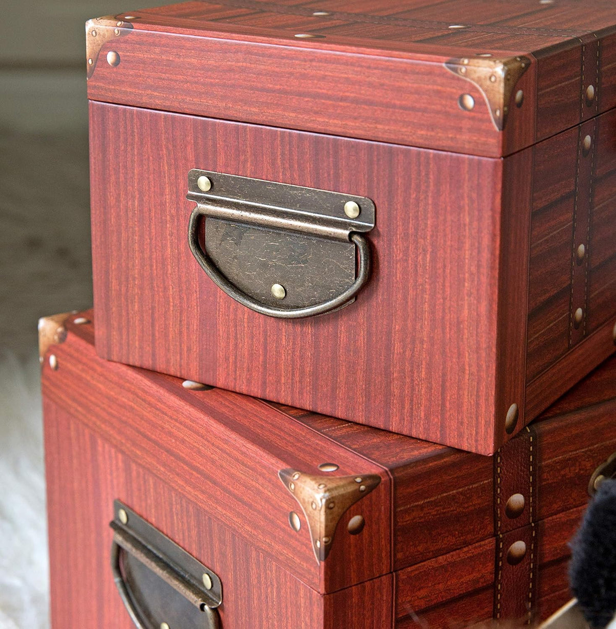 Decorative Cardboard Storage Trunk Set of 3 I5826