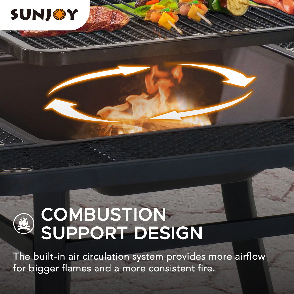 38 Inch Wood Burning Fire Pit with Grill Grate and Fire Poker F38322