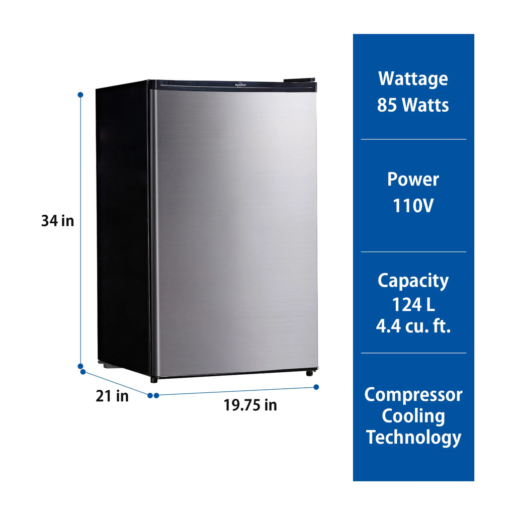 Stainless Steel Compact Fridge with Freezer 4.4 Cu Ft N946018