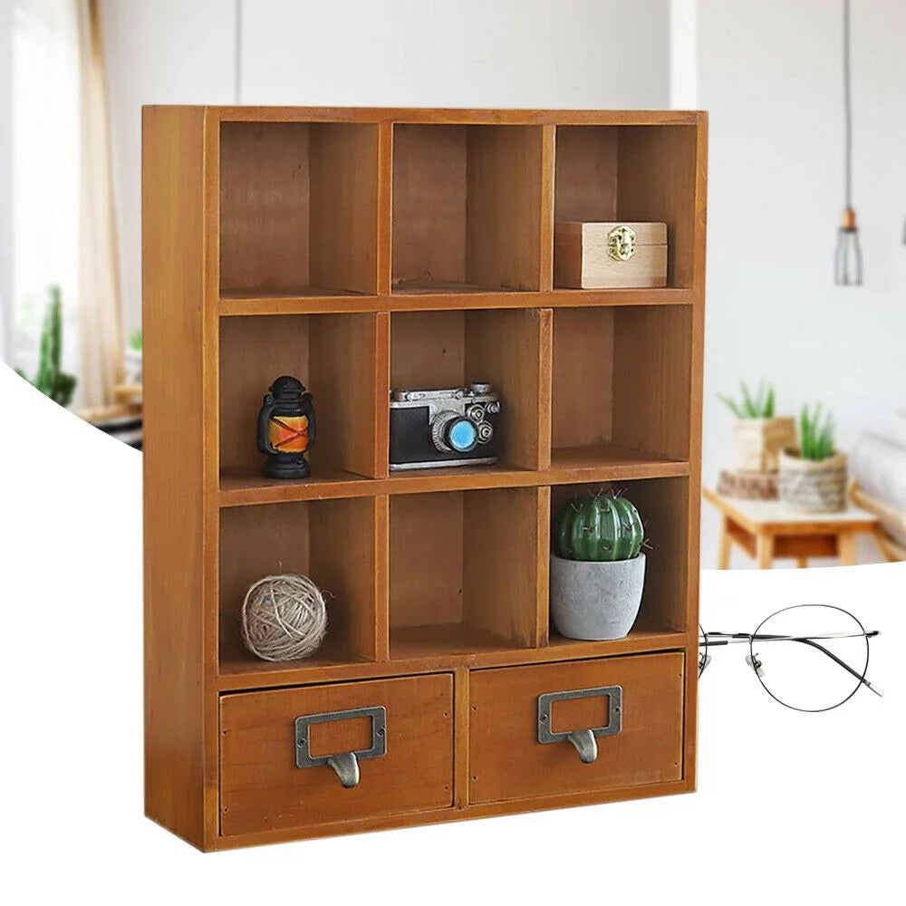 2 Drawer Wooden Storage Shelf Q504