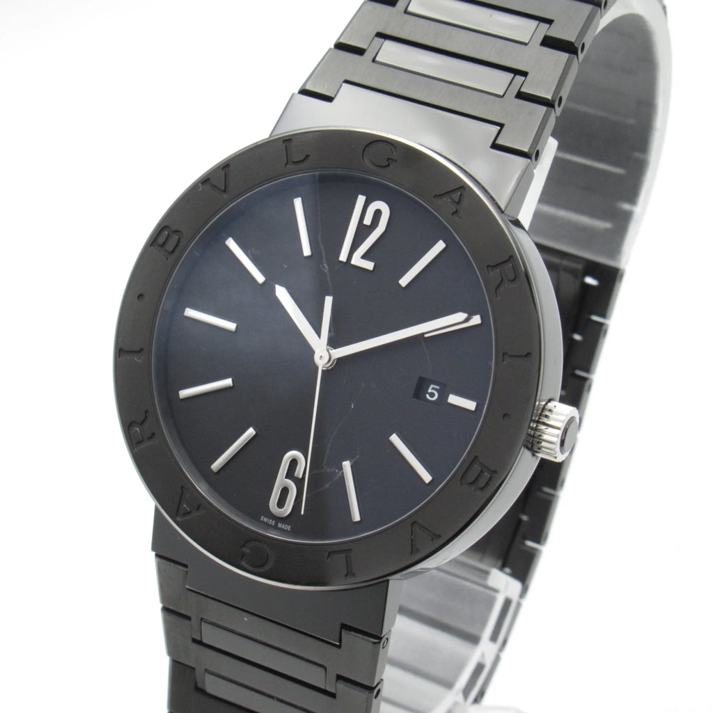 Pre-Owned Black Stainless Steel Mechanical Automatic Wrist Watch W5424