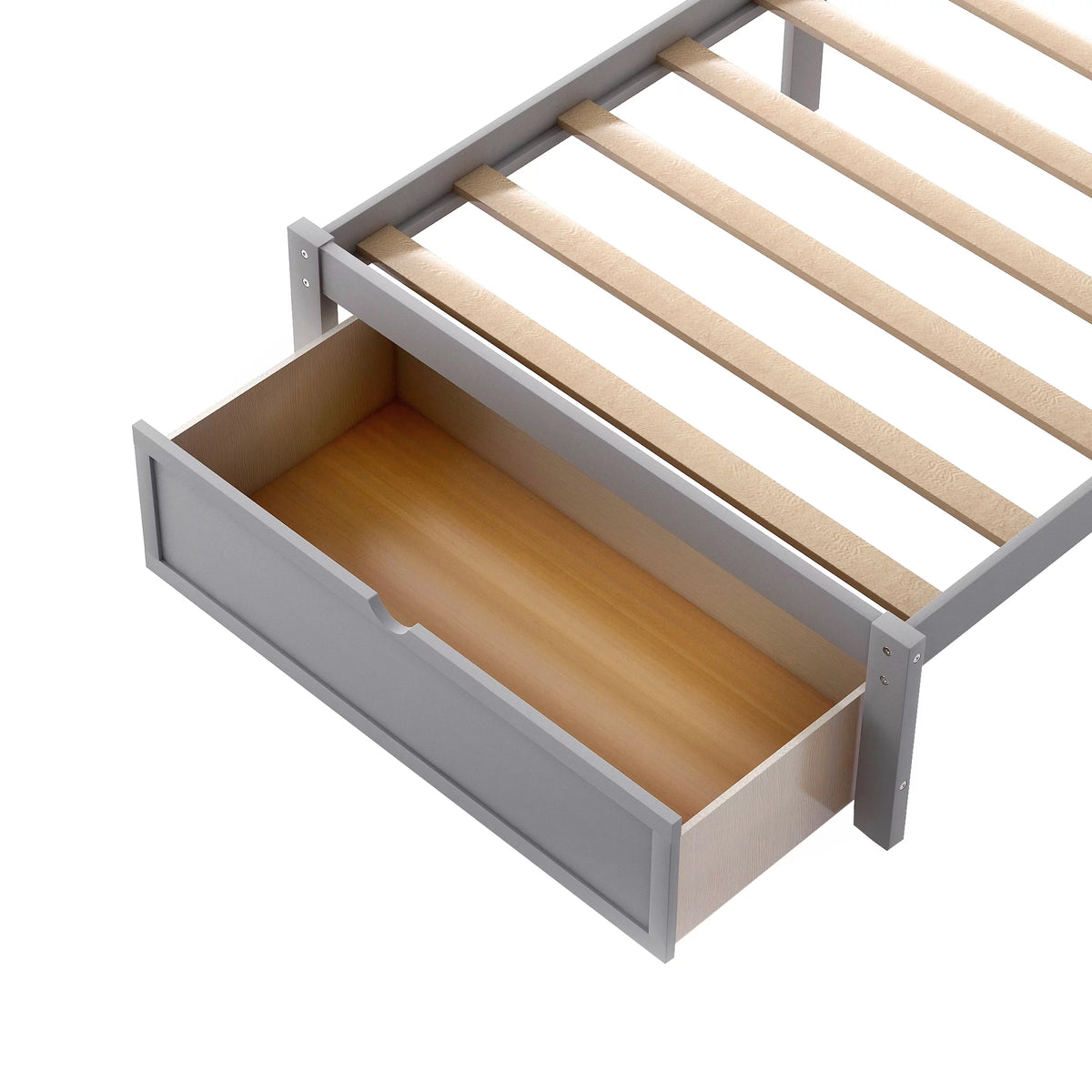 Twin Wood Platform Bed with Headboard & Storage Drawer R86045