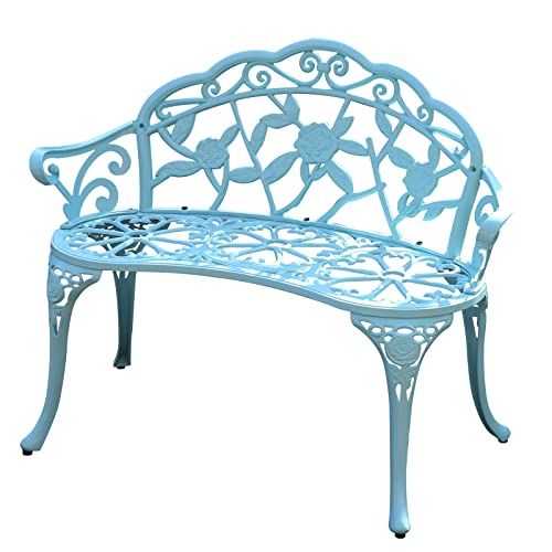 Light Blue Metal Aluminum Garden Bench N4624