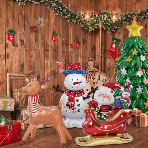 Christmas Party Decorations with Santa Claus, Snowman, & Christmas Tree Balloons U61659