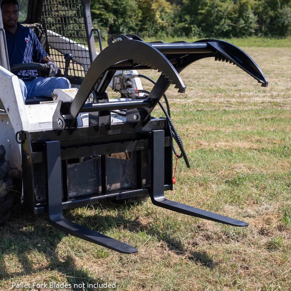 Hydraulic Skid Steer Pallet Fork Grapple Attachment, 1/2in Thick Steel Frame A98601