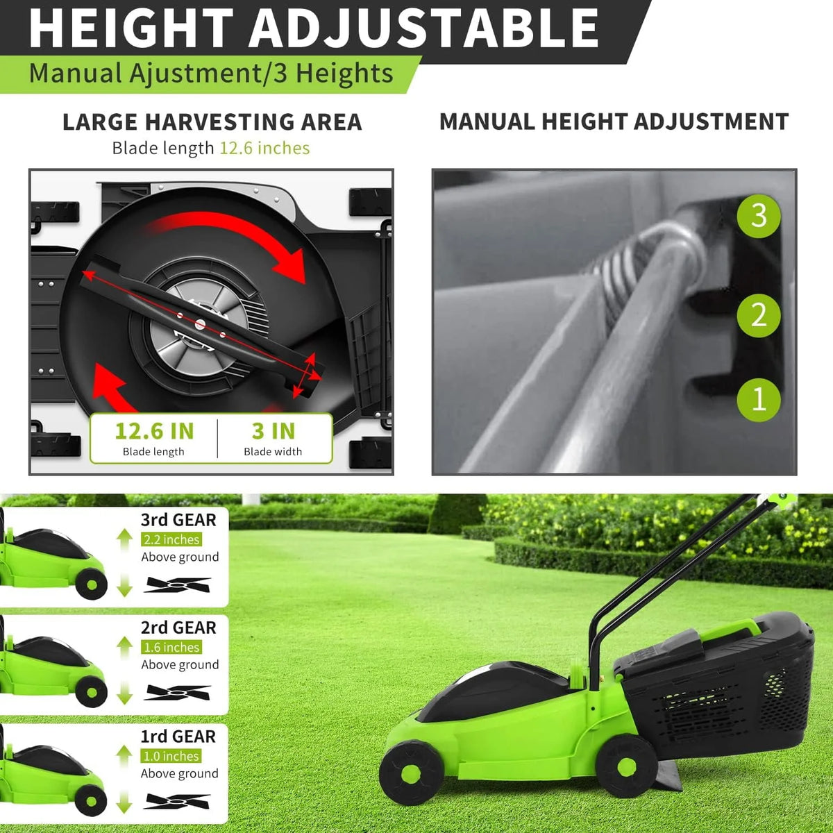 13-inch 12-Amp Electric Lawn Mower with 25L Collection Box W119309
