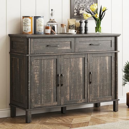 Black 48 Inches Buffet Cabinet with Storage C54700