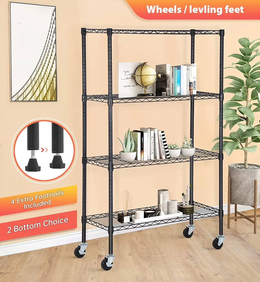 4 Tier Metal Shelving Unit with Wheels Z366
