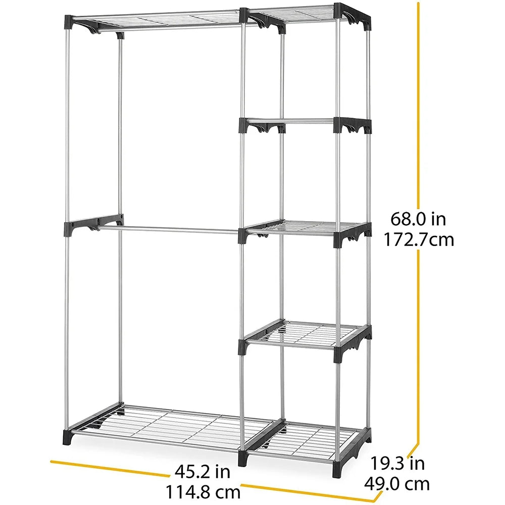Silver and Black Double Rod Closet System T464871