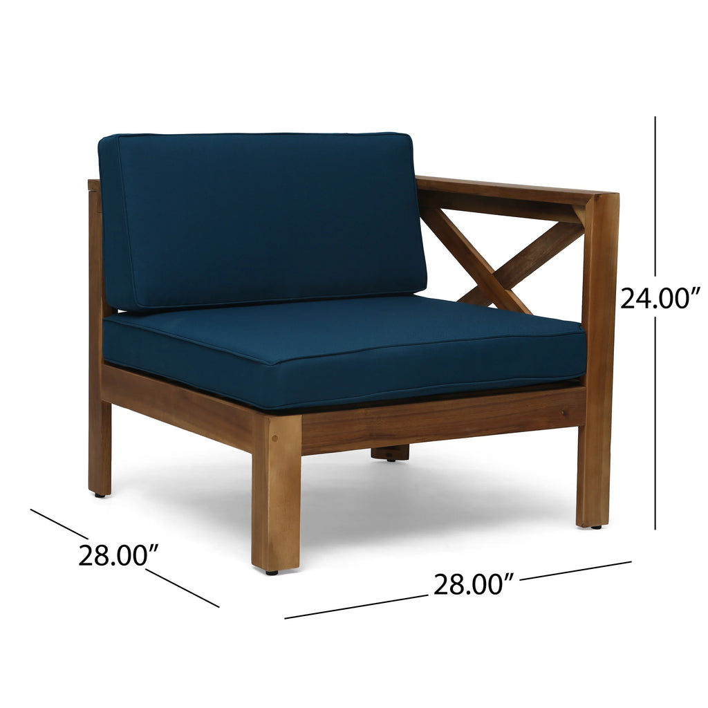 Acacia Wood 5 Piece 3-Seater Sectional Sofa Set E106
