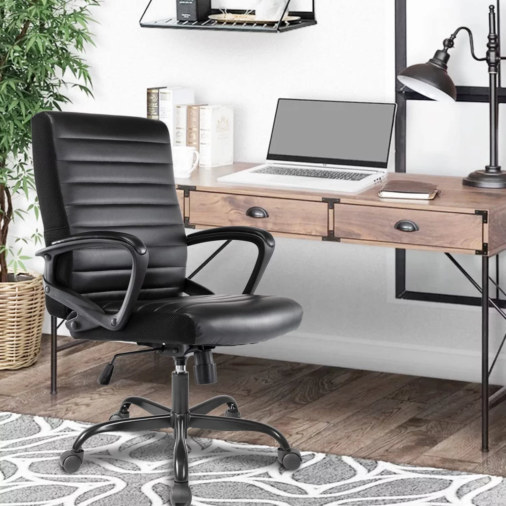 Ergonomic Bonded Leather Swivel Office Chair with Armrests L33874