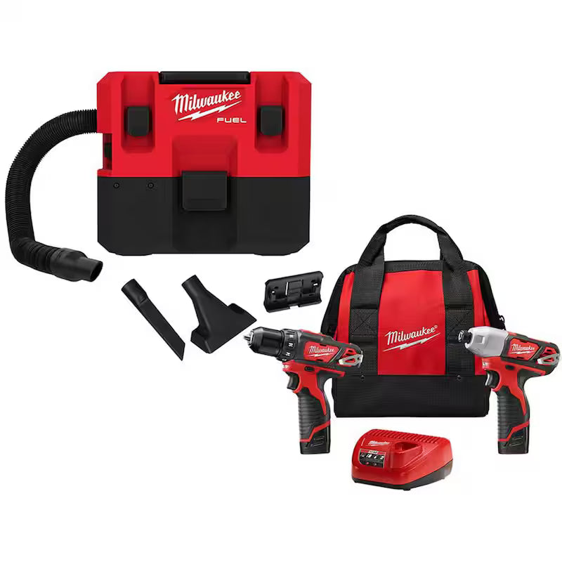 12-Volt Cordless Wet/Dry Vacuum with Drill and Impact Driver Kit R9077