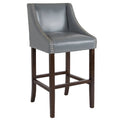 Gray and Brown Contemporary Bar Height Stool with Accent Nail Trim Y95194
