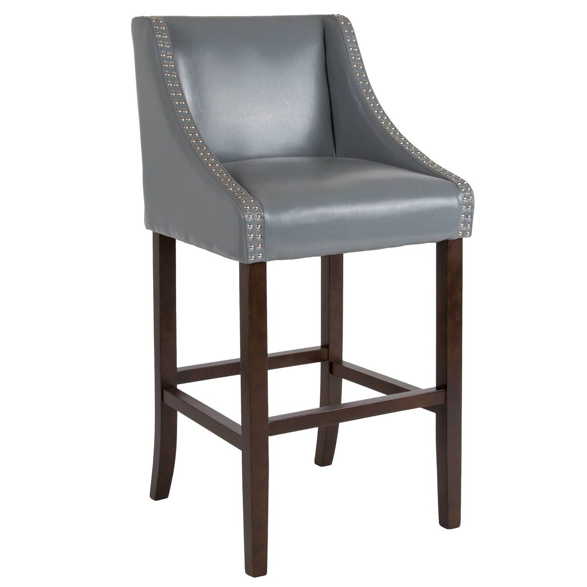 Gray and Brown Contemporary Bar Height Stool with Accent Nail Trim Y95194