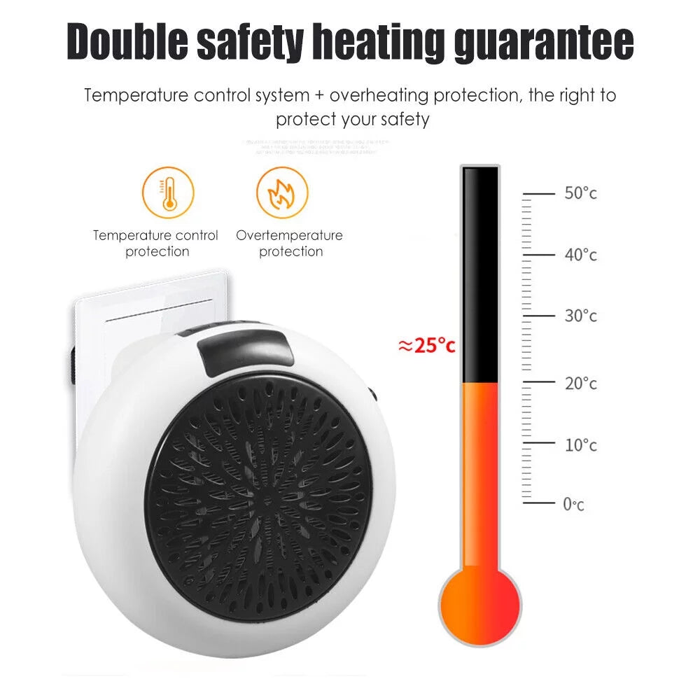 900W Plug in Electric Heater Fan with Remote Timer W19719