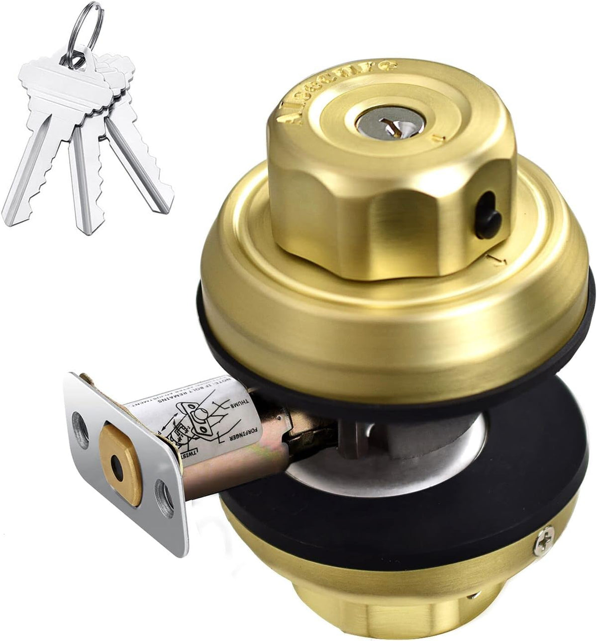 Keyless Twist to Lock Deadbolt Lock, 304 Stainless Steel Front Door Lock, Single Cylinder Deadbolt and Door Knob I233756
