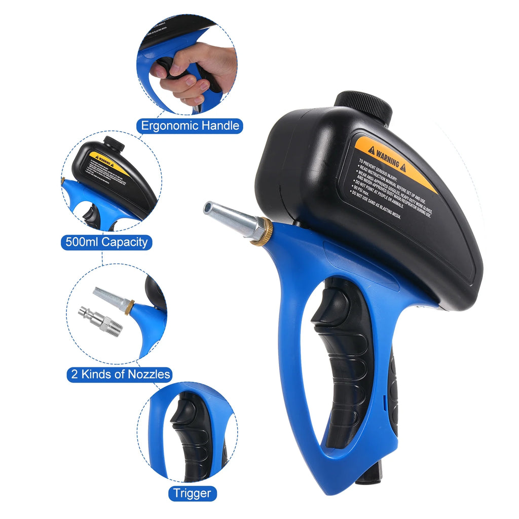 Sandblaster Handheld Pneumatic Sand Blast Machine Glass Tombstone Sprayer With Small Nozzle M44558