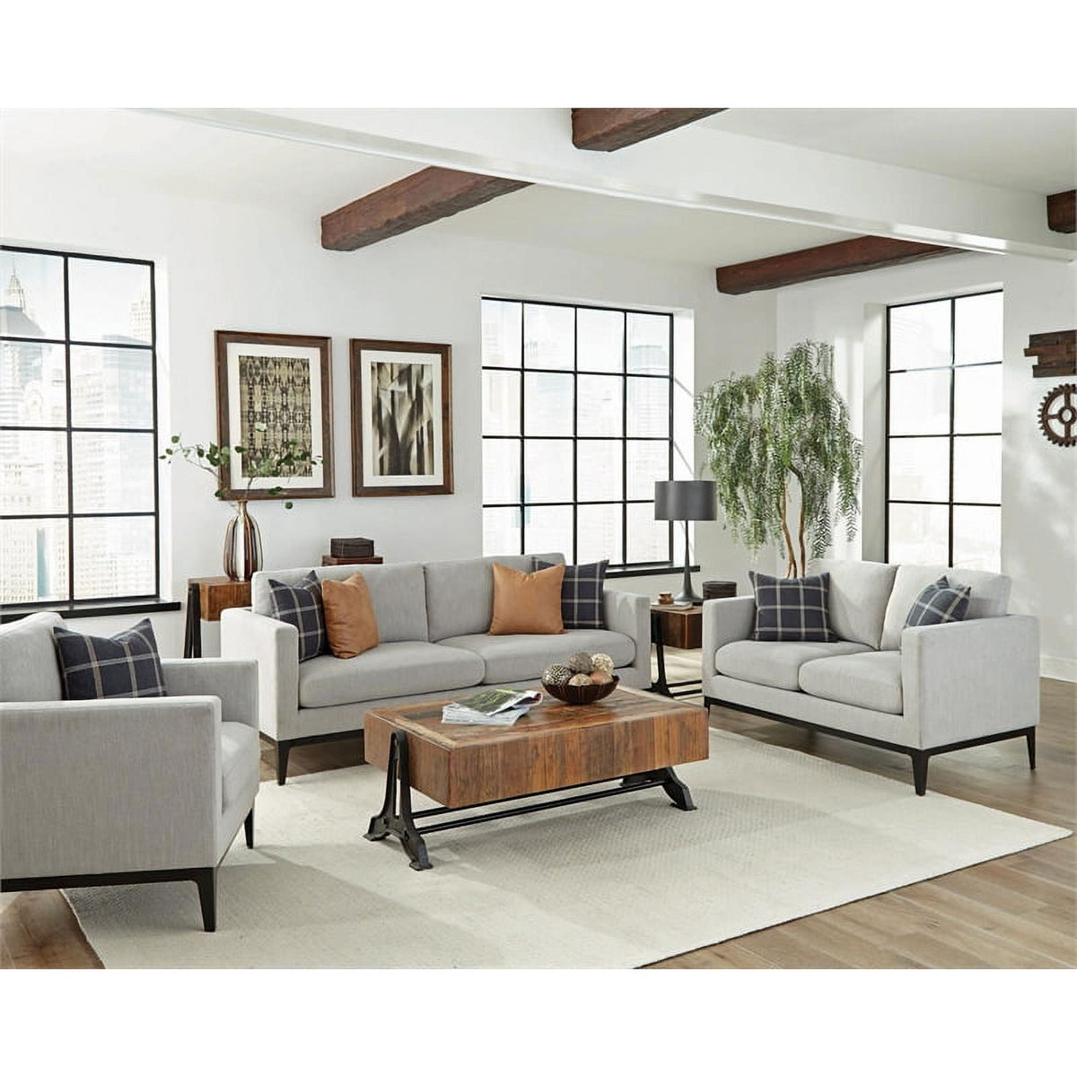 3-piece Fabric Living Room Set in Light Gray F946189