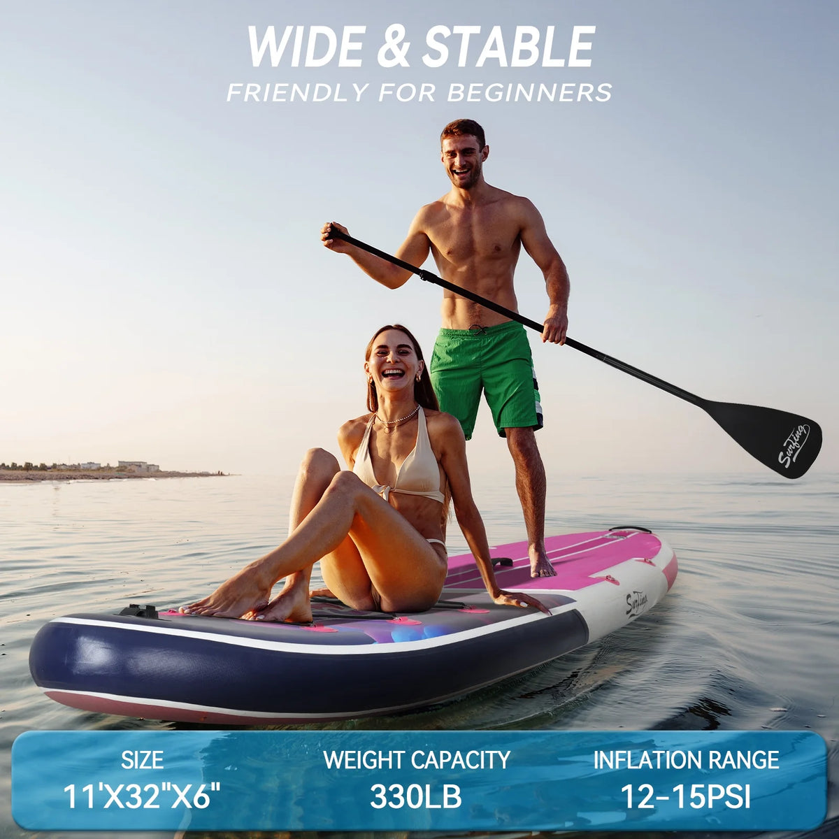 11 Ft Inflatable Stand Up Paddle Board and Sit-on Kayak Set X29344