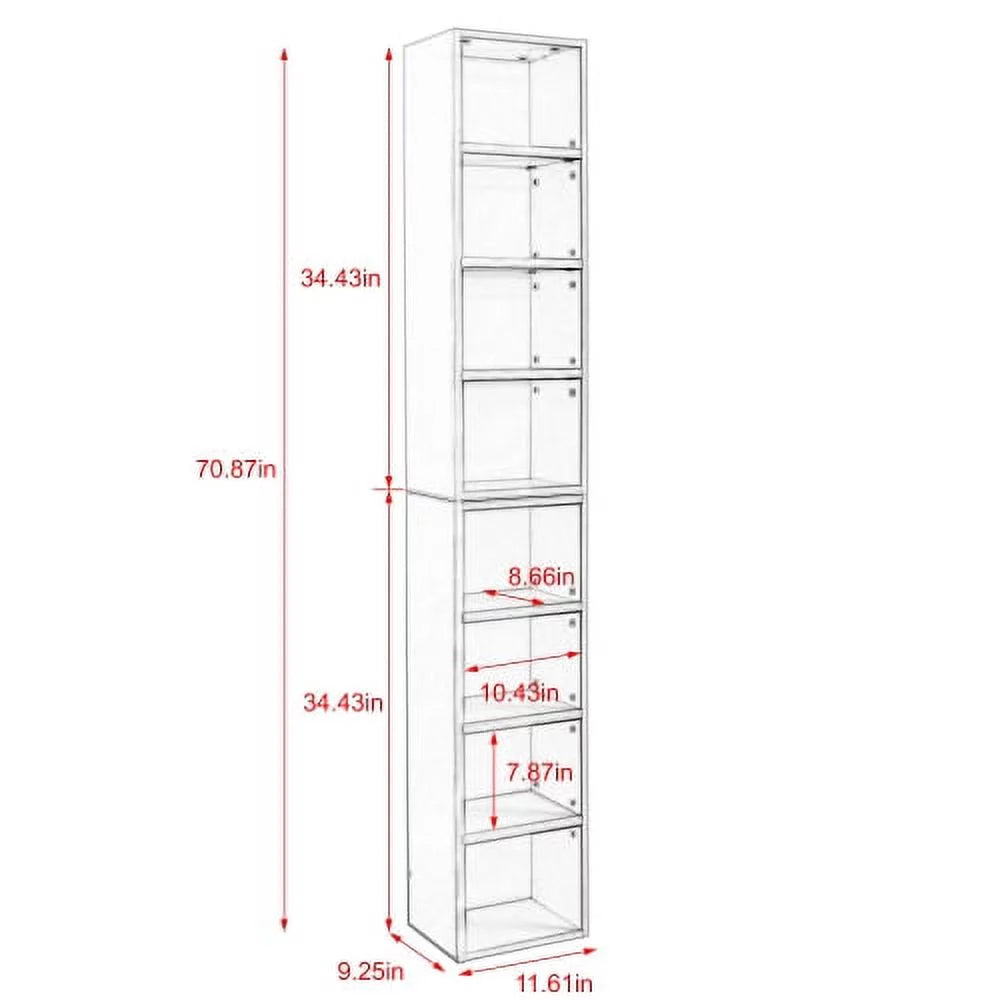 8-Tier Adjustable Shelves Storage Cabinet W177
