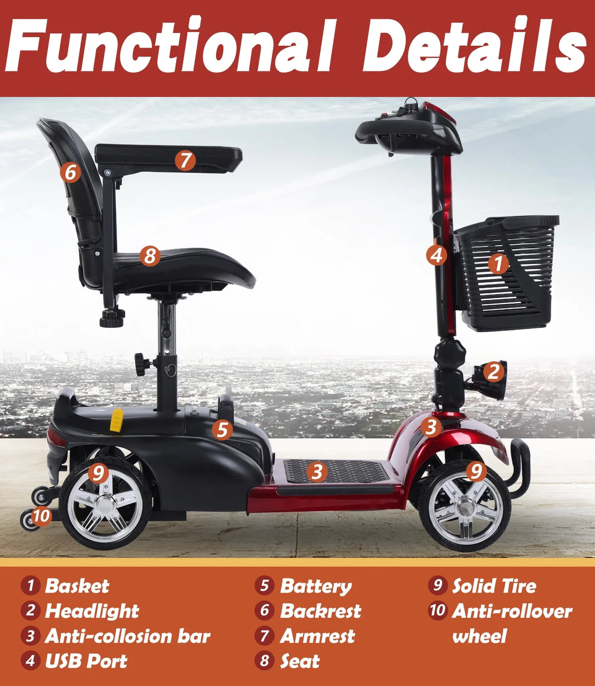 4 Wheel Electric Powered Mobility Scooter T4503