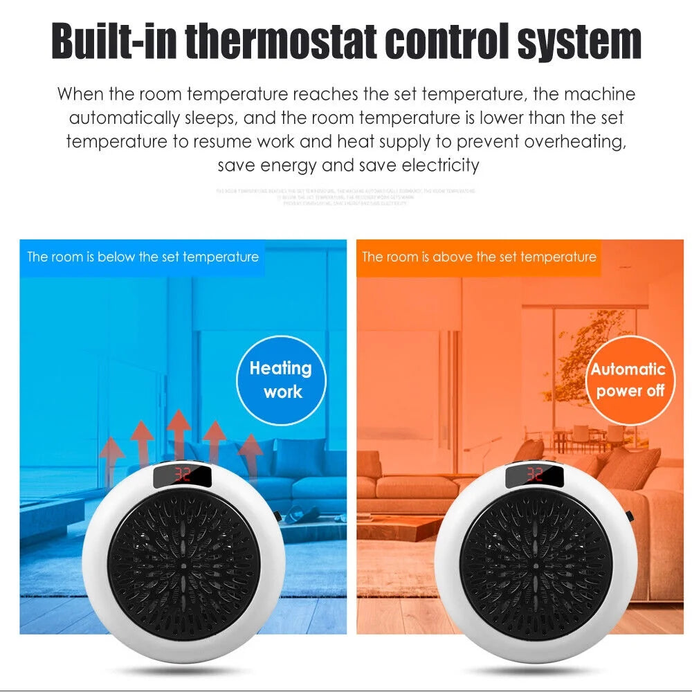 900W Plug in Electric Heater Fan with Remote Timer W19719