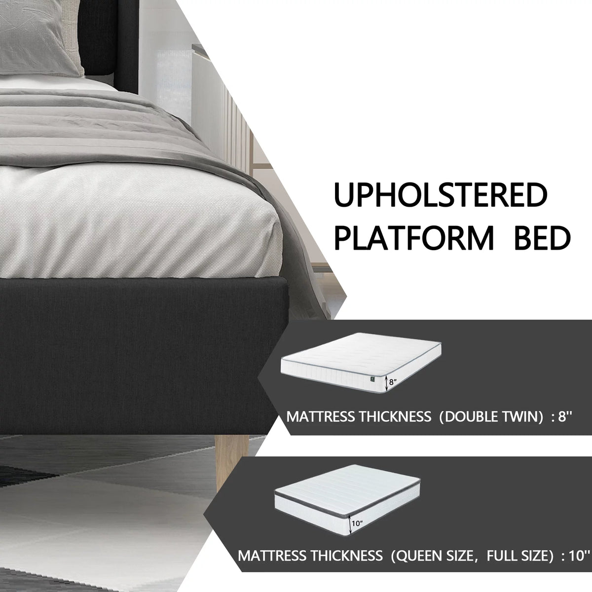 Twin Size Upholstered Platform Bed Frame Y319138