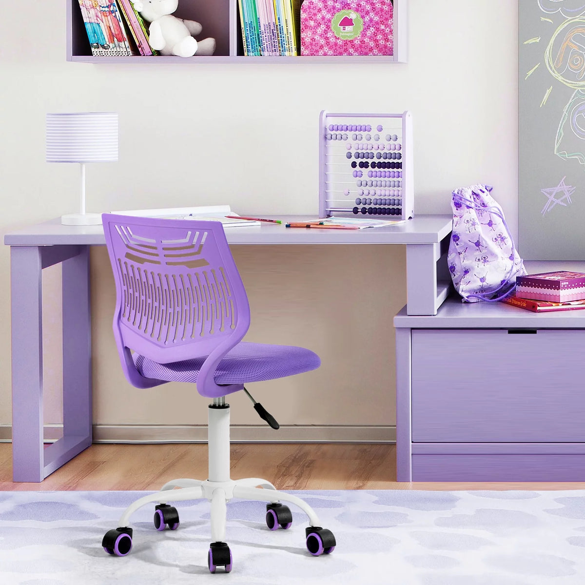 Purple Fabric Task Chair Height Adjustable X80311