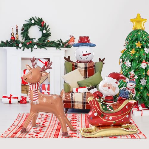 Christmas Party Decorations with Santa Claus, Snowman, & Christmas Tree Balloons U61659