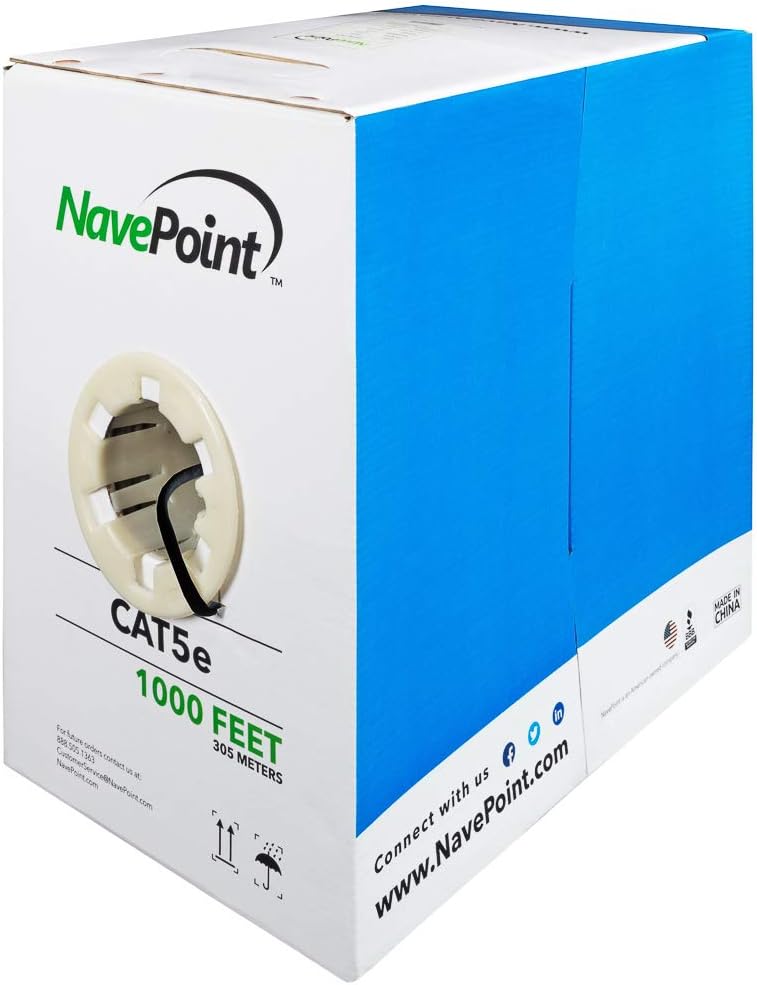 CAT5e 1000ft Grey Solid Bulk Ethernet Cable 24AWG 4 Pair UTP Pack of 2 U3012