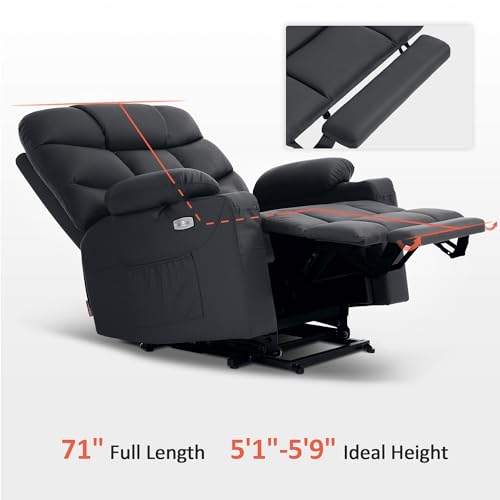 Power Lift Recliner Chair with Extended Footrest Faux Leather L494